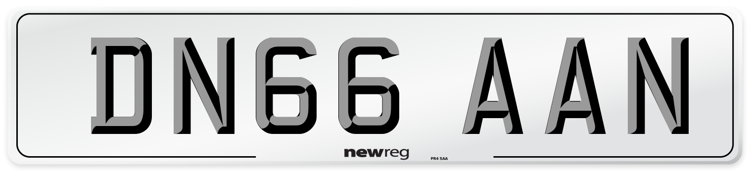 DN66 AAN Number Plate from New Reg